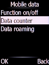 Select Data counter and press the Left selection key.