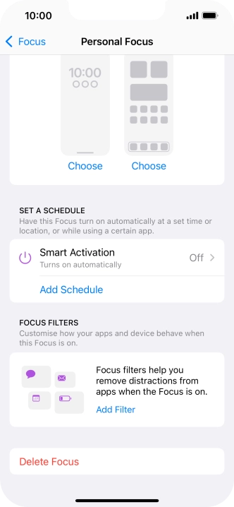 Press the required setting below 