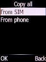 Select From SIM and press the Left selection key.