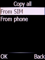 Select From SIM and press the Left selection key.