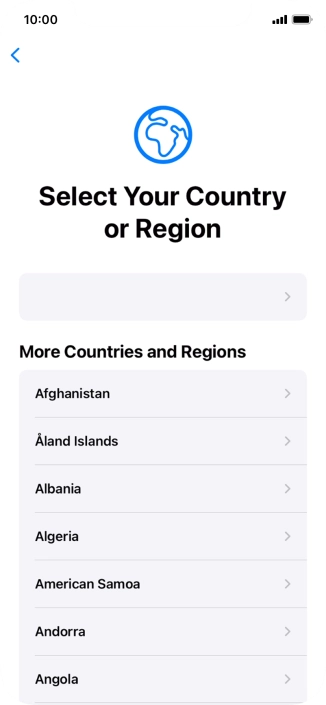 Press the required country or area.