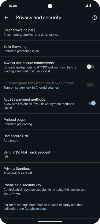 Press Clear browsing data.