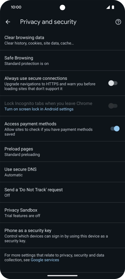 Press Clear browsing data.
