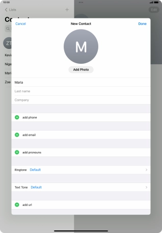 Press Last name and key in the last name.