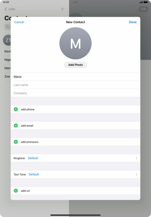 Press Last name and key in the last name.