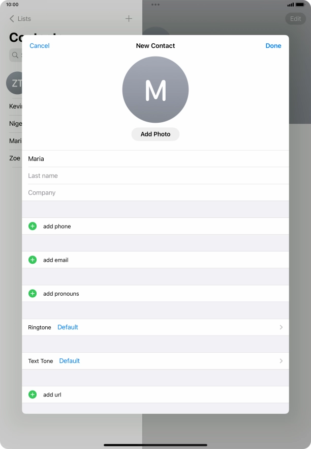 Press Last name and key in the last name.
