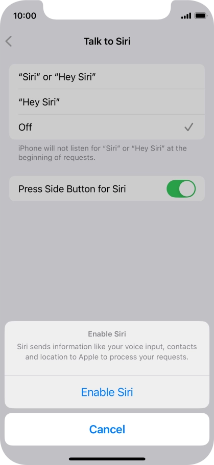 Press Enable Siri.