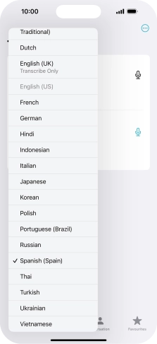 Press the required target language.