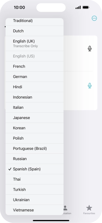 Press the required target language.