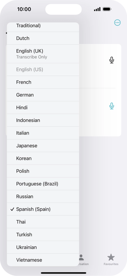 Press the required target language.