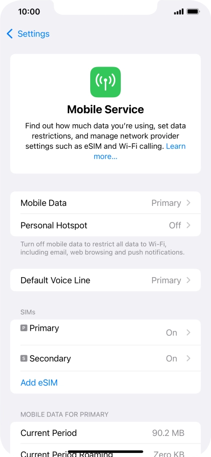 Press Mobile Data.