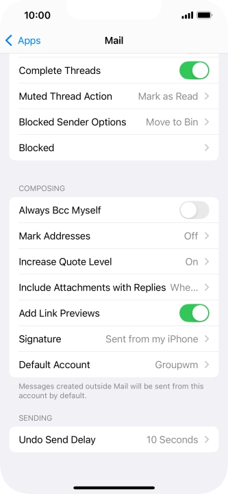 Press Default Account.
