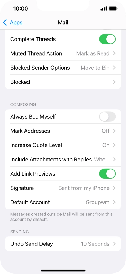 Press Default Account.
