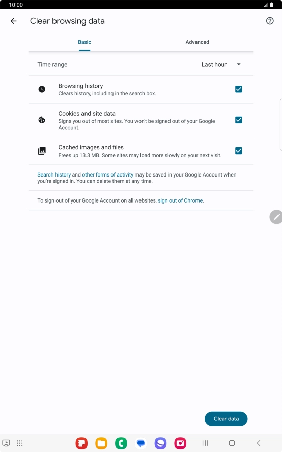 Press the fields next to the required data types.