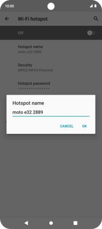 Key in the required Wi-Fi hotspot name and press OK. Key in the required Wi-Fi hotspot name and press OK.