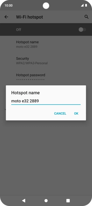 Key in the required Wi-Fi hotspot name and press OK. Key in the required Wi-Fi hotspot name and press OK.