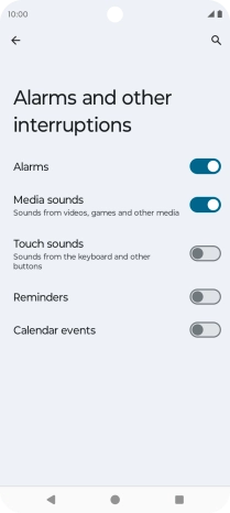 Press the indicators next to the required settings to turn sound for the selected functions on or off.