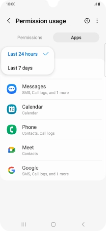 Press the required setting.