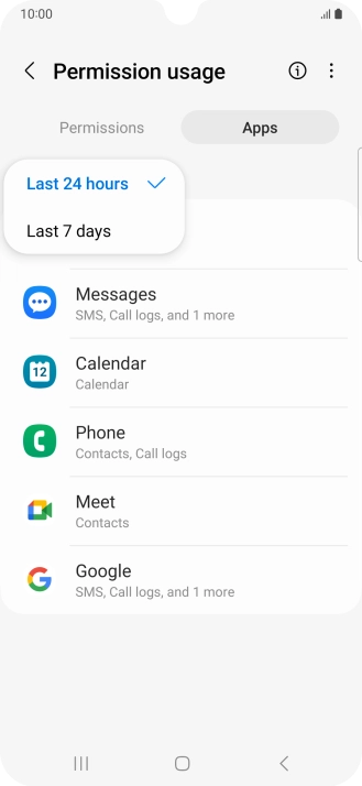 Press the required setting.