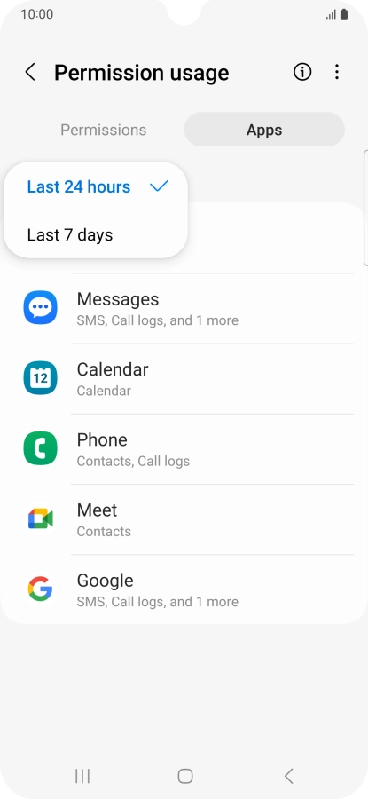Press the required setting.