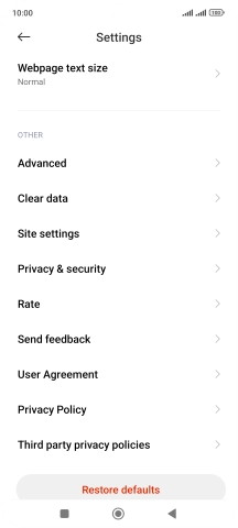 Press Clear data.