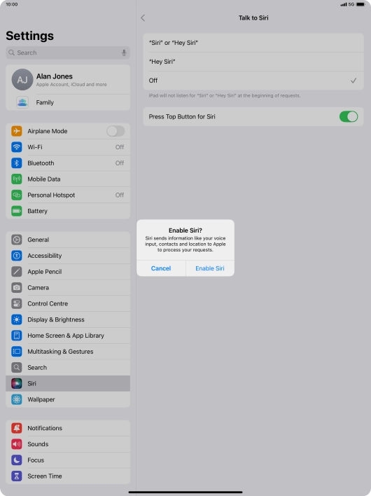 Press Enable Siri.