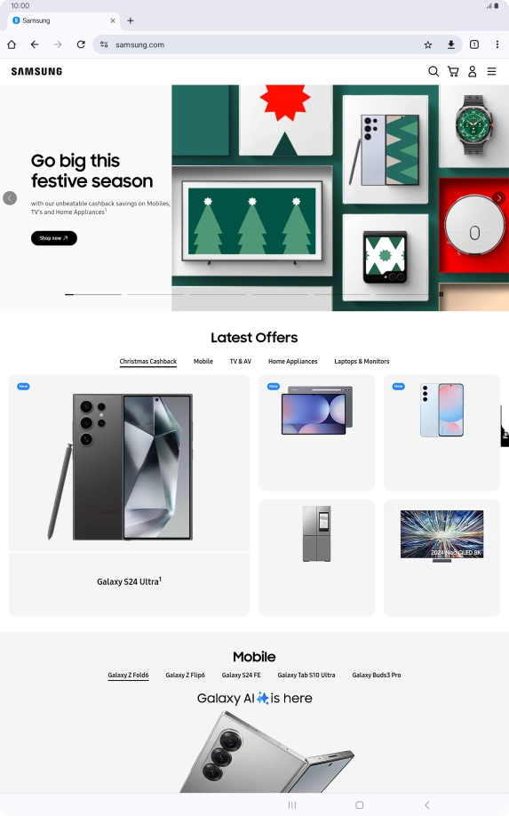 Press the menu icon.