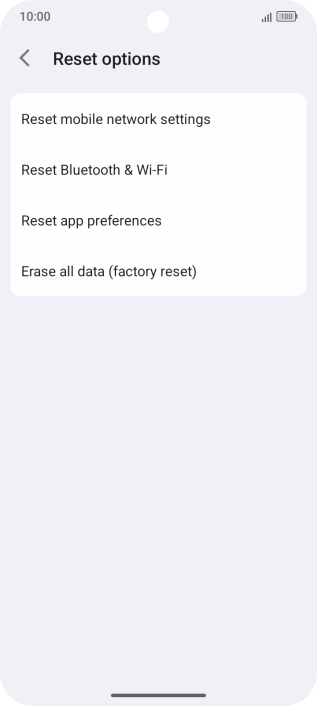 Press Erase all data (factory reset).