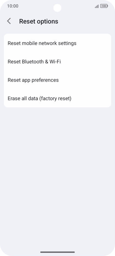 Press Erase all data (factory reset).