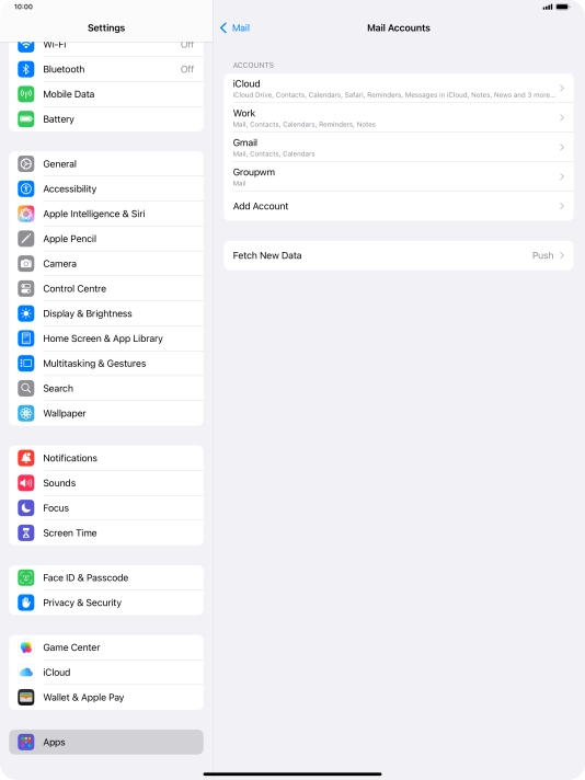 Press the name of the email account you've just set up.