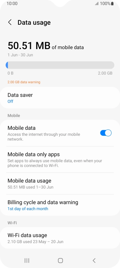 The total data usage is displayed.