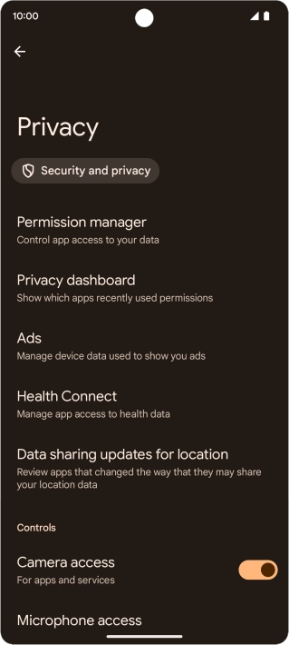 Press Privacy dashboard. Press Privacy dashboard.