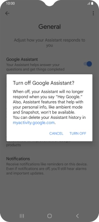 If you turn off the function, press TURN OFF.