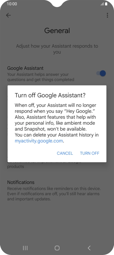 If you turn off the function, press TURN OFF.