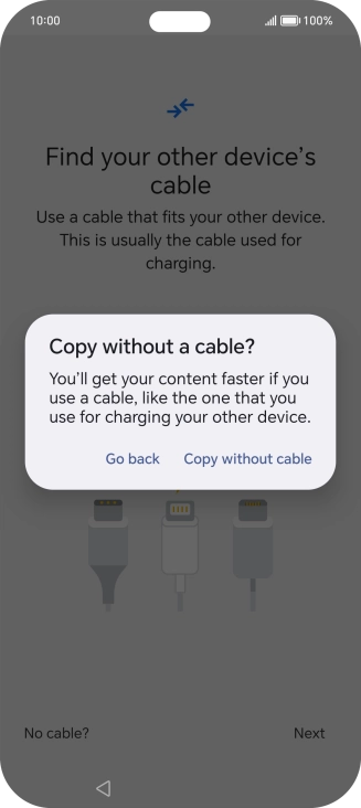 Press Copy without cable. Press Copy without cable.
