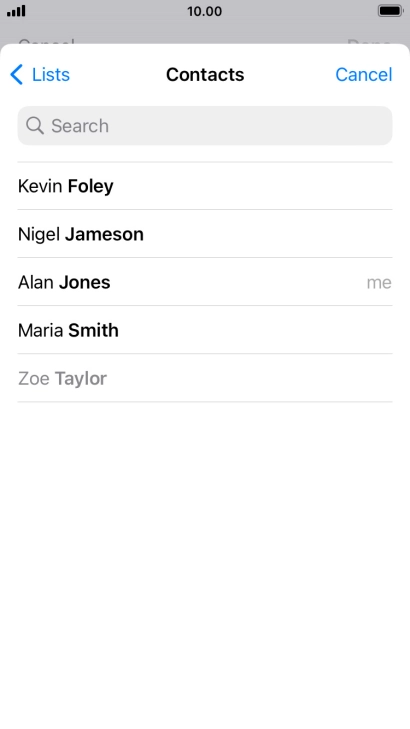 Press the required contact.