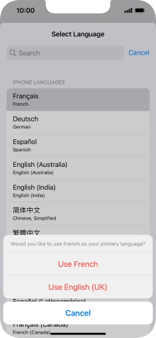 To select the new language as the default phone language, press Use ‹language› .