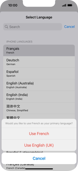 To select the new language as the default phone language, press Use ‹language› . To select the new language as the default phone language, press Use ‹language› .