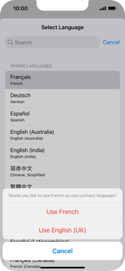 To select the new language as the default phone language, press Use ‹language› . To select the new language as the default phone language, press Use ‹language› .