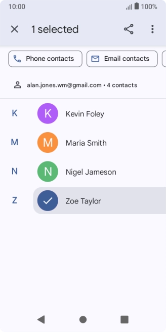 Press the required contact.
