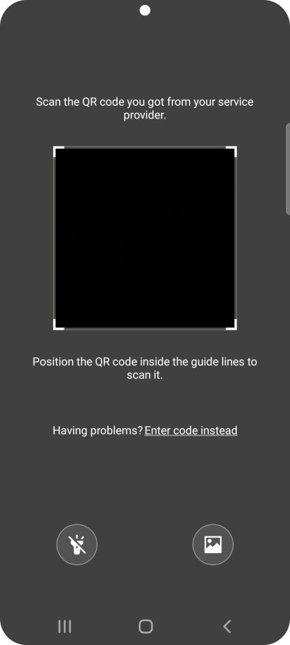 Place the QR code you've received inside the phone camera frame to scan the code. If you’ve deleted your eSIM, you can re-add it using your existing QR code. If you’re having problems, see our FAQ.