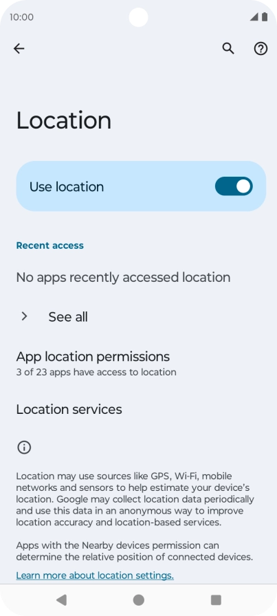 Press App location permissions. Press App location permissions.