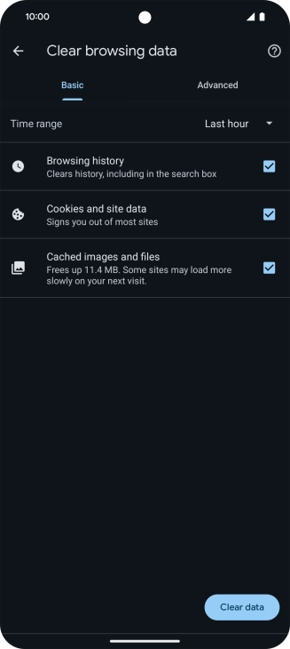 Press the fields next to the required data types.