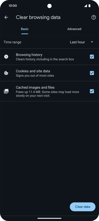 Press the fields next to the required data types.