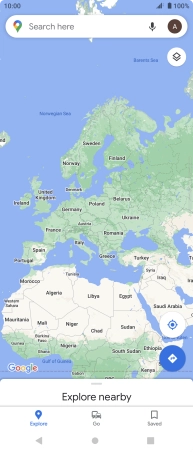 Press the search field and key in the required destination.