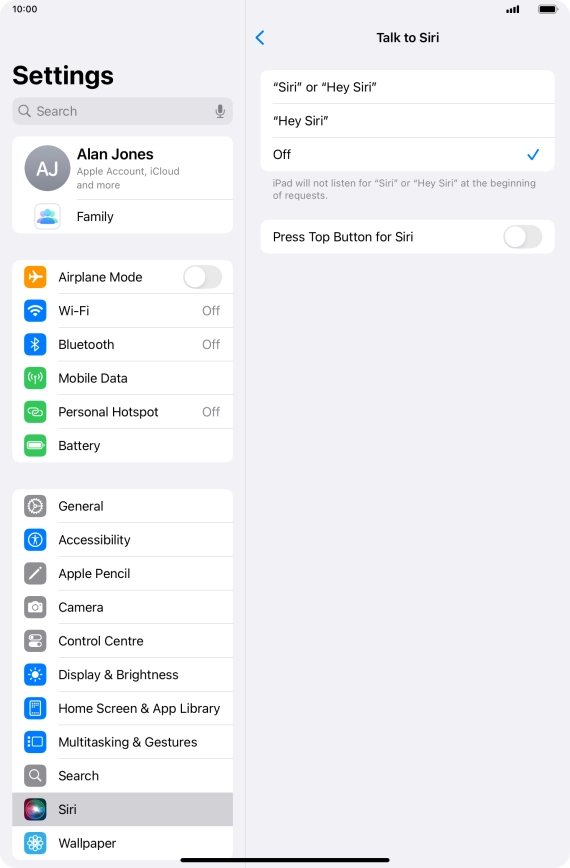 Press the indicator next to 