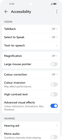 Press the required setting below 