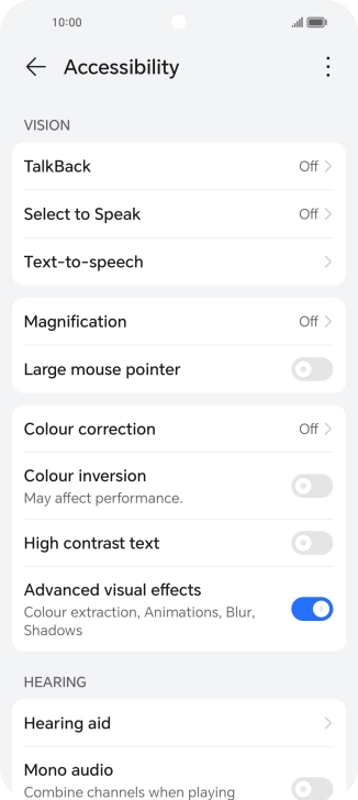 Press the required setting below 