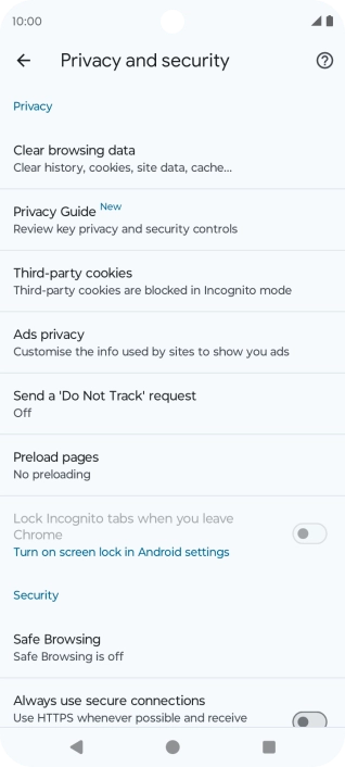 Press Clear browsing data.