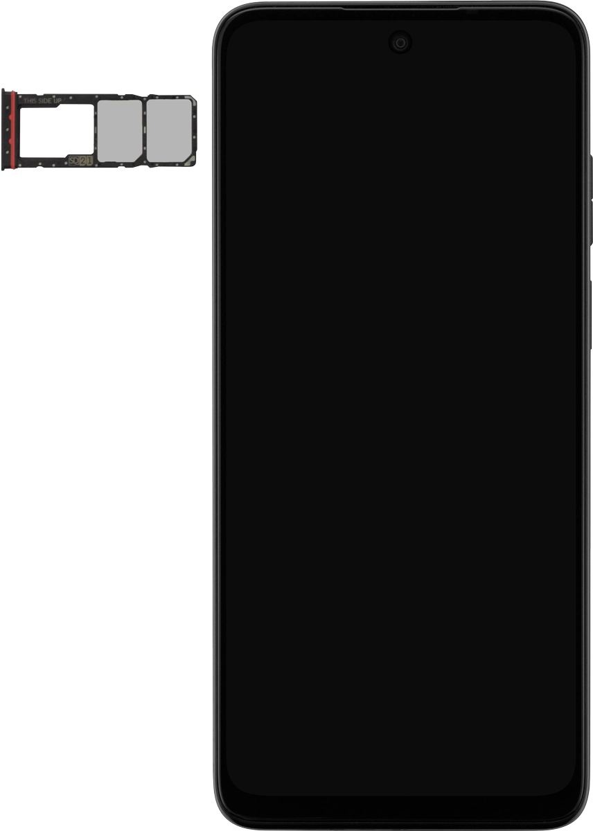 Turn the memory card as illustrated next to the memory card holder and place it in the memory card holder.
